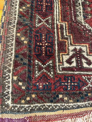 6' 8" X 36" Purple Ground Salor Khani Baluch Long Rug