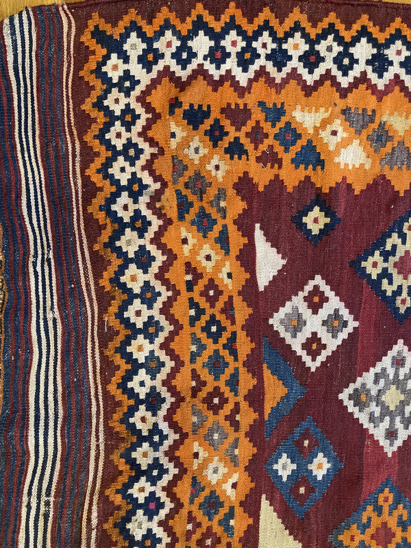 8'10" X 5' Qashqai Persian Tribal Kilim