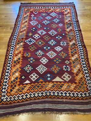 8'10" X 5' Qashqai Persian Tribal Kilim