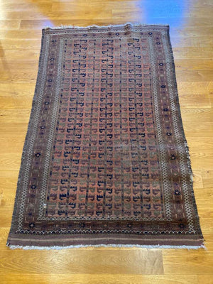 5'4" X 3'4" Rare Antique Baluch Dragon Tree Tribal Rug