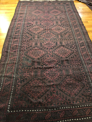 12'10" x 6'8" Rare Antique Black Tent Baluch Main Carpet