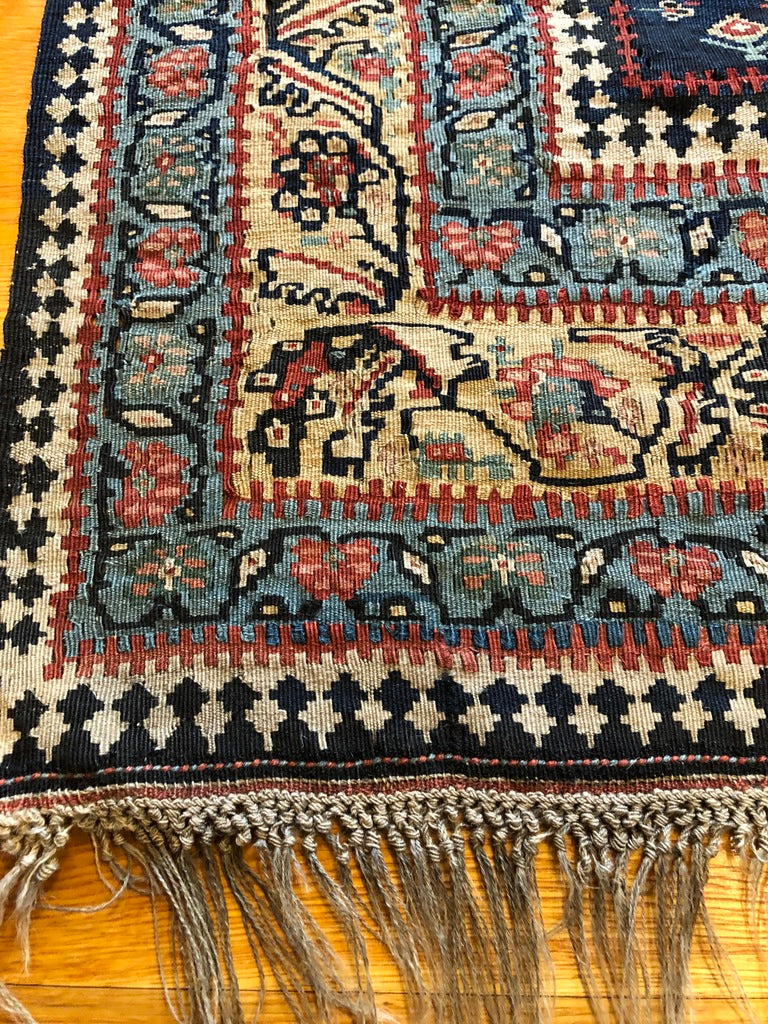 7'3" X 4'11" Rare Antique Fine Senneh Boteh Kilim