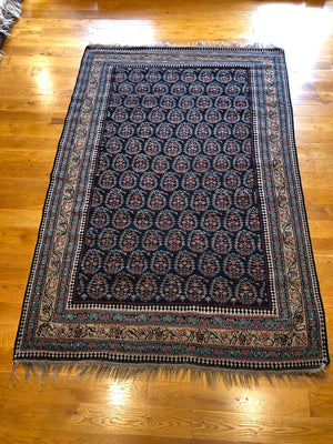 7'3" X 4'11" Rare Antique Fine Senneh Boteh Kilim