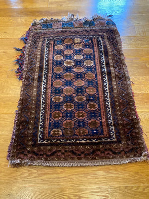 2'11" X 1'11" Rare Antique Timuri Balisht Cushion Bag Rug