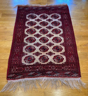 3'6 X 4'10" Rare Tekke Camel Field Rug