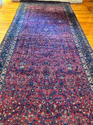 195" X 85" Signed Persian Mashad Corridor Carpet