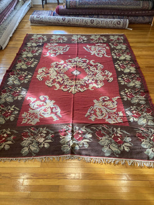 10'1" X 7'8" Signed Vintage Turkish Bessarabian Kilim