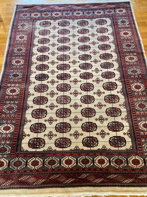 8’6” X 6’ Small White Main Bokhara Carpet