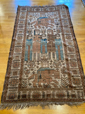 6'9" X 4' Tragic Love Story of Shirin and Khosrow Persian Tale Rug