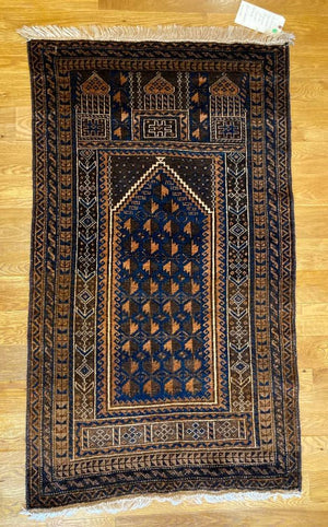 2‘10“ X 4‘10“ Vintage Baluch Herat Afghanistan Prayer Rug