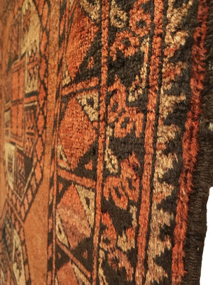 3'9 X 7'2 Antique Turkmen Ersari Long Rug