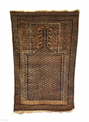 2’7” X 4'1" Antique Dokhtar-I-Ghazi Baluch Prayer Rug