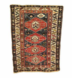 3'8" X 4'11" Antique Caucasian Karagashli Rug