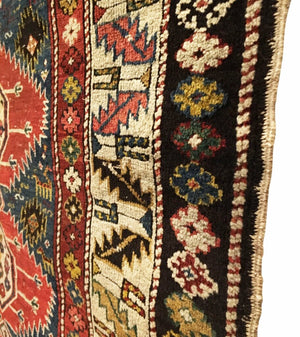 3'8" X 4'11" Antique Caucasian Karagashli Rug