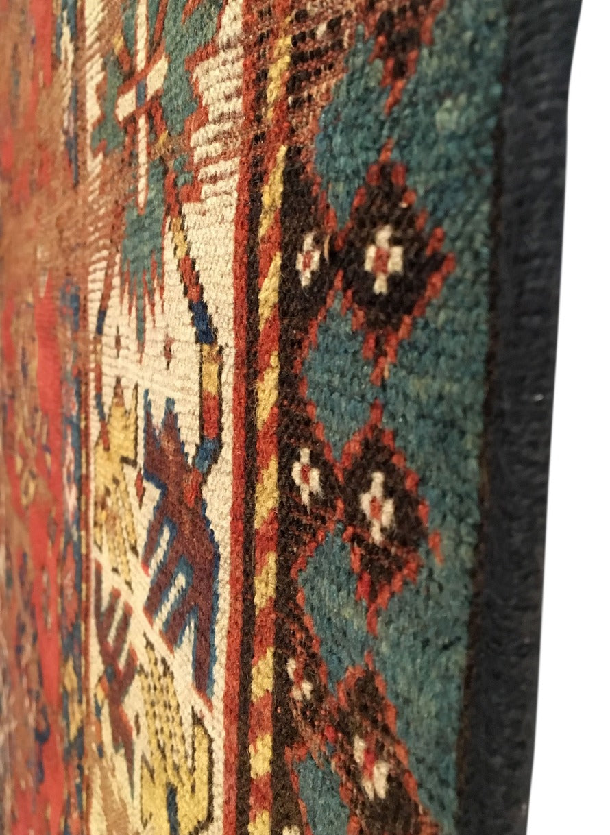 4'2" X 9'0" Antique Distressed Caucasian Kazak Long Rug