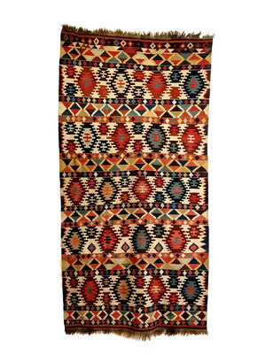 4'7" X 9'2" Antique Caucasian Shirvan Kilim Long Rug