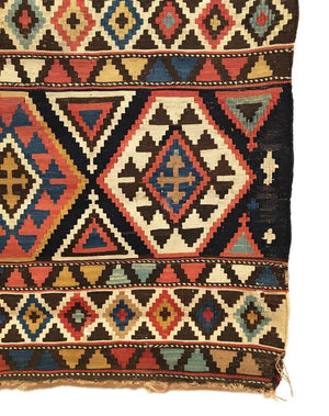 4'9" X 9'3" Antique Caucasian Shirvan Kilim