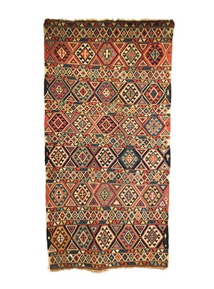 4'9" X 9'3" Antique Caucasian Shirvan Kilim