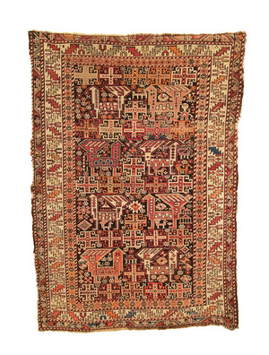 3'8" X 5'3" Antique Caucasian Shirvan Rug