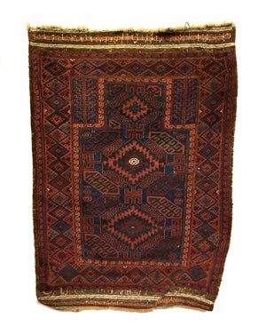 3'3" X 4'9" Antique Mushwani Tribal Rug