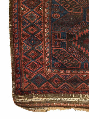 3'3" X 4'9" Antique Mushwani Tribal Rug