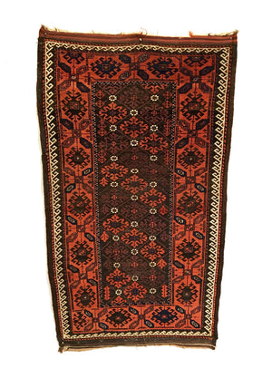 3'2" X 5'5" Antique Persian Baluch Rug