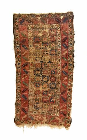 3'6" X 6'9" Antique Distressed Persian Kurdish Rug