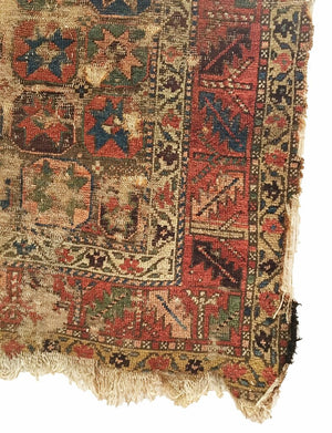 3'6" X 6'9" Antique Distressed Persian Kurdish Rug