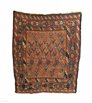 3’3" X 3’10" Antique Kurdish Inscripted Rug 