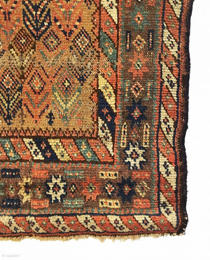 3’3" X 3’10" Antique Kurdish Inscripted Rug 