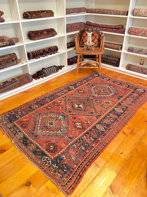 4'3" X 6'10" Antique Caucasian Kazak Rug [SH-026]