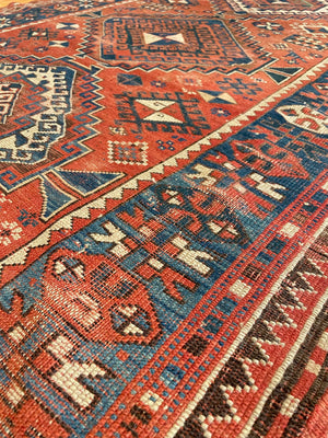 4'3" X 6'10" Antique Caucasian Kazak Rug [SH-026]