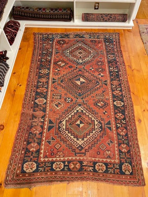 4'3" X 6'10" Antique Caucasian Kazak Rug [SH-026]