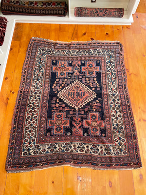 4'5" X 5'5" Antique Afshar Vase Rug