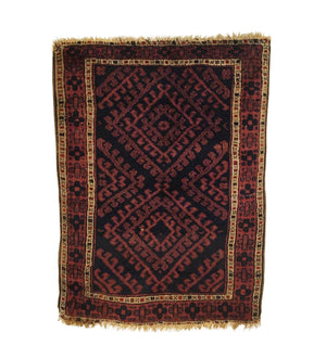 2'5" X 3'3" Antique Persian Kurdish Small Rug