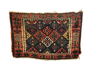 1'10" X 1'9" Antique Persian Kurdish Square Rug